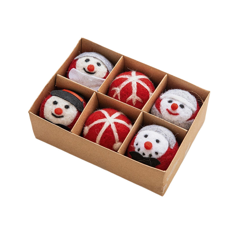 Mini Wool Christmas Tree Baubles, Handcrafted Felt Snowflake Ornaments, Festive Home & Gift Decor