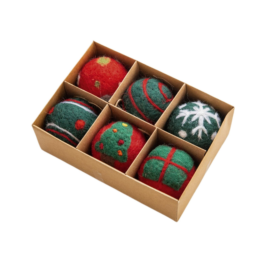 Mini Wool Christmas Tree Baubles, Handcrafted Felt Snowflake Ornaments, Festive Home & Gift Decor