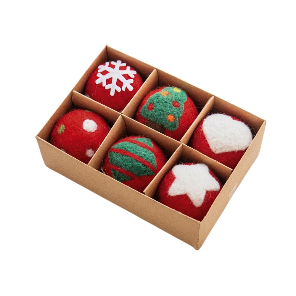 Mini Wool Christmas Tree Baubles, Handcrafted Felt Snowflake Ornaments, Festive Home & Gift Decor
