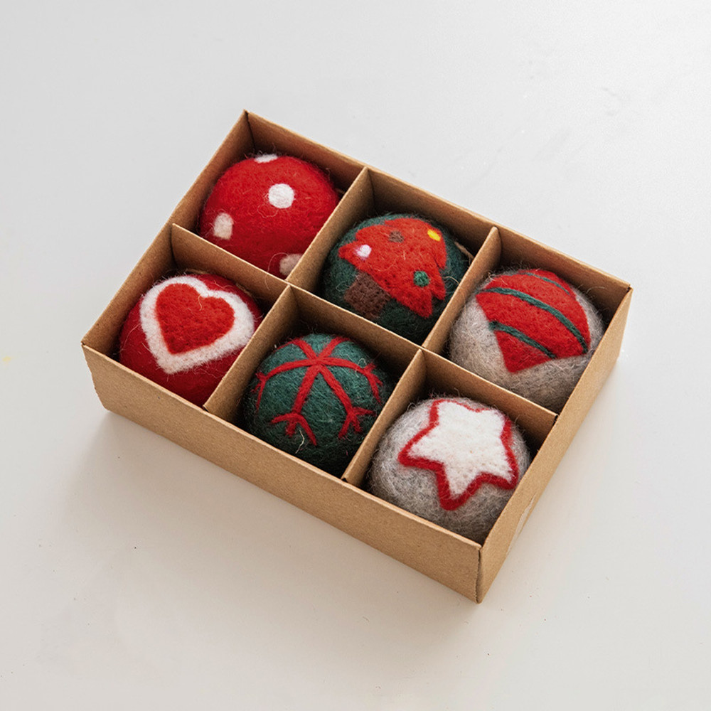 Mini Wool Christmas Tree Baubles, Handcrafted Felt Snowflake Ornaments, Festive Home & Gift Decor