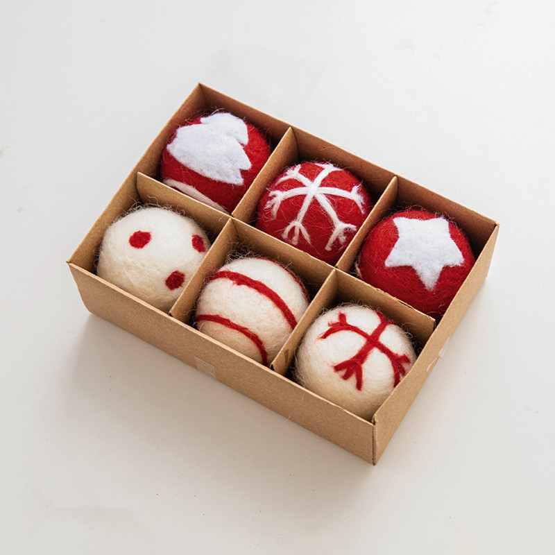 Mini Wool Christmas Tree Baubles, Handcrafted Felt Snowflake Ornaments, Festive Home & Gift Decor