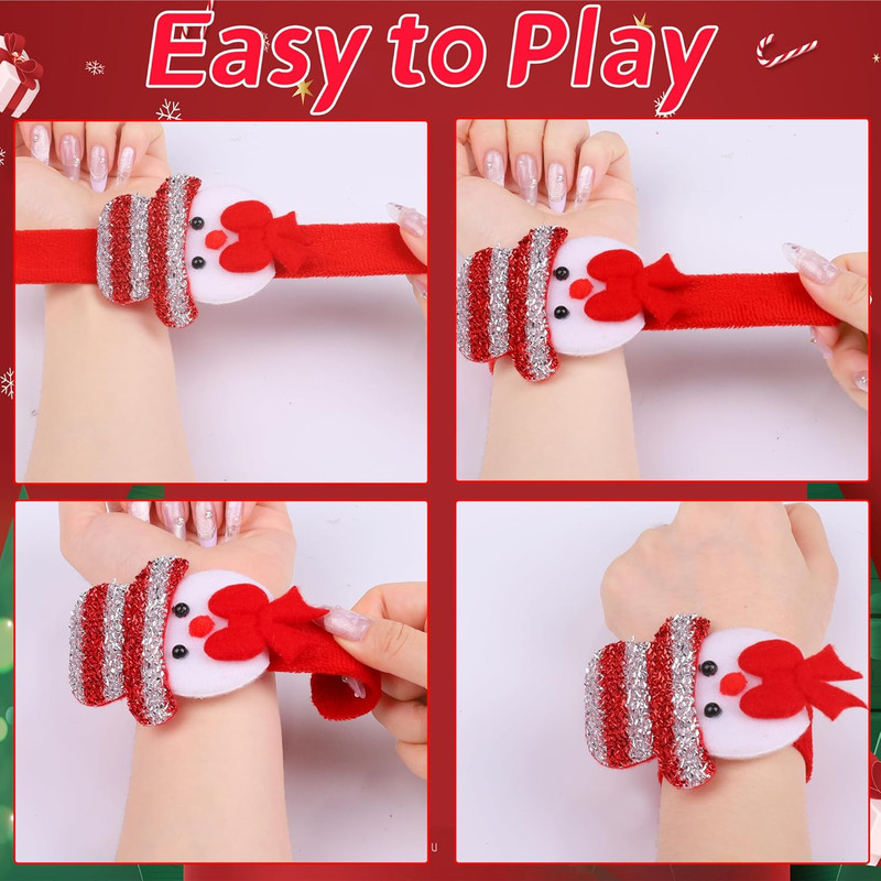 Xmas Slap Bands, Christmas Clap Bracelets, Reindeer Bear Santa Claus Snowman, Party Favors, Decorations, Gifts