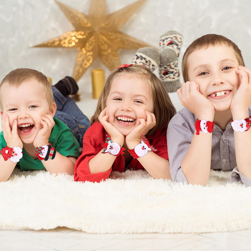 Xmas Slap Bands, Christmas Clap Bracelets, Reindeer Bear Santa Claus Snowman, Party Favors, Decorations, Gifts