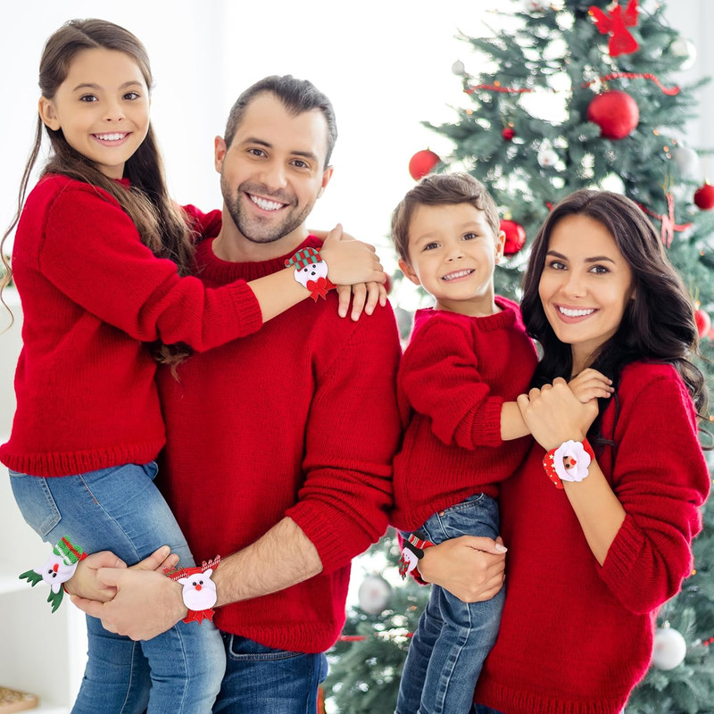 Xmas Slap Bands, Christmas Clap Bracelets, Reindeer Bear Santa Claus Snowman, Party Favors, Decorations, Gifts