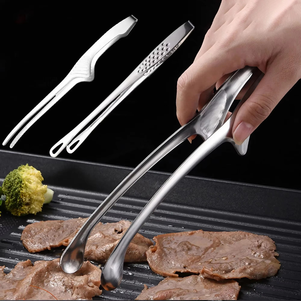 Stainless Steel Food Tongs Long Handle Kitchen Cooking Tools NonSlip Barbecue Tongs Steak Tongs Kit 0