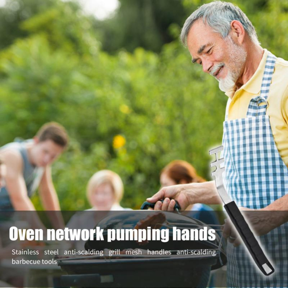 AntiScald Grill Grate Lifter HeatResistant Cooking Tool Grill Tools Accessories BBQ Grill Net Lifte 2