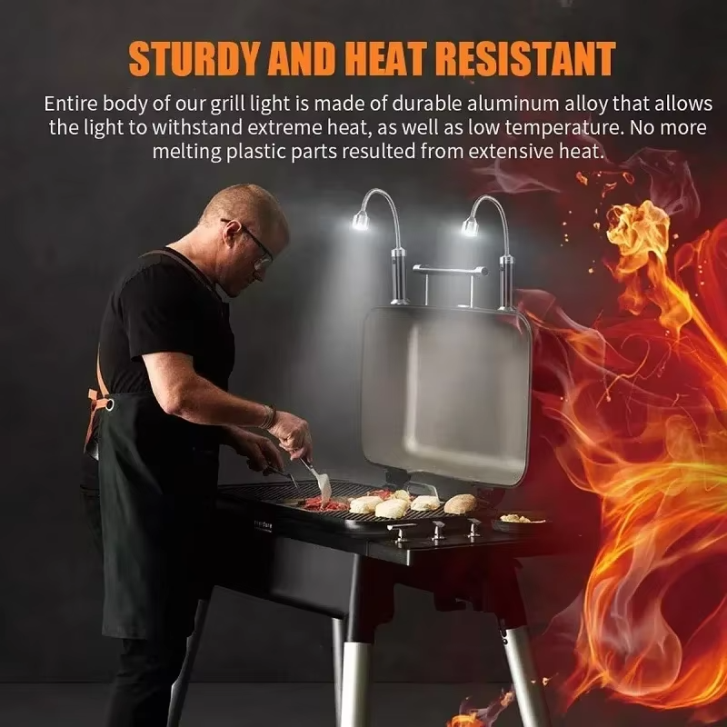 Magnetic BBQ Grill Lights, Outdoor LED Gooseneck Lamp, Adjustable Flexible, Heat Resistant Lantern