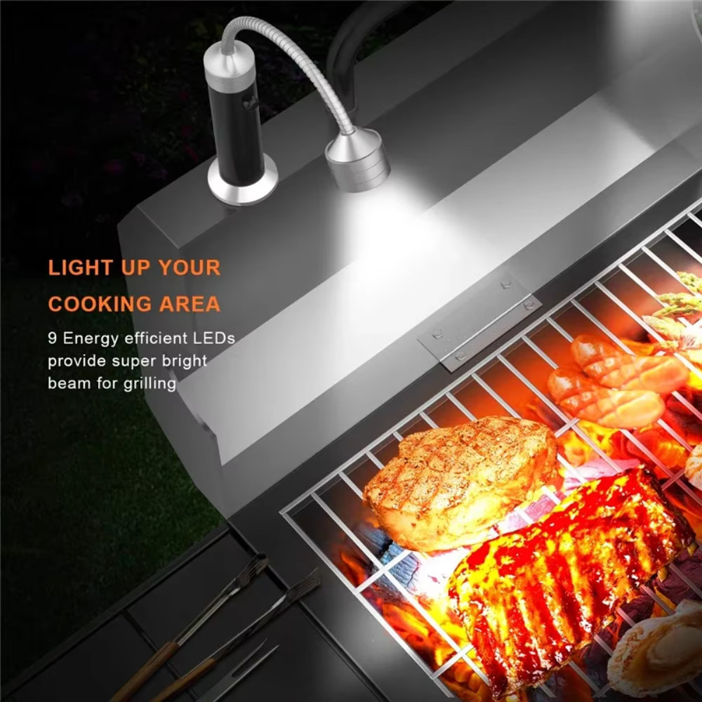 Magnetic BBQ Grill Lights, Outdoor LED Gooseneck Lamp, Adjustable Flexible, Heat Resistant Lantern