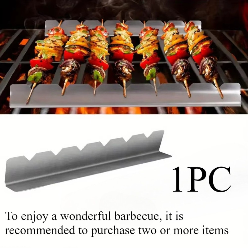 Skewers Holder Set 6 Slots BBQ Flat Skewers Racks Easy Cleaning Kebabs Support Stands BBQ Accessori 2