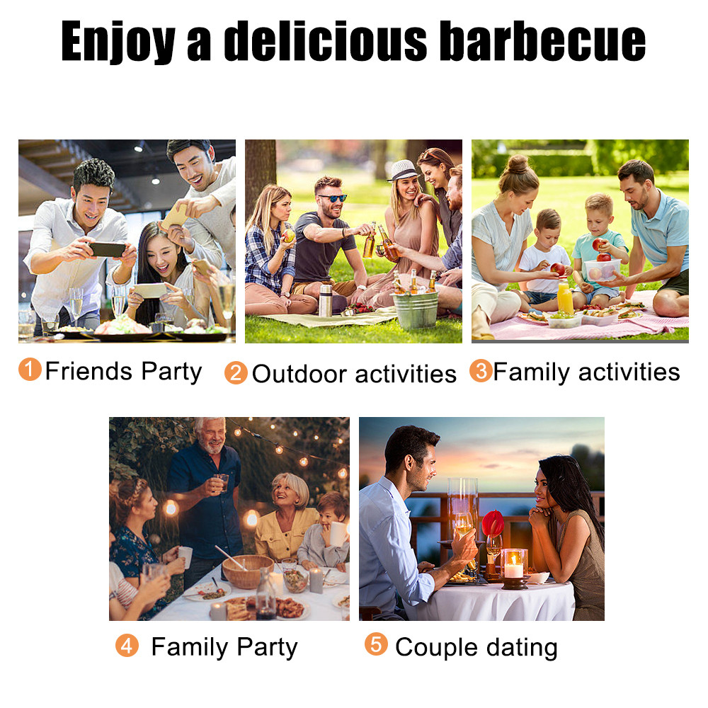 Wood BBQ Fork, Stainless Steel Grill Stick, Outdoor Barbecue Needle, Long Handle Shish Kebab Skewers