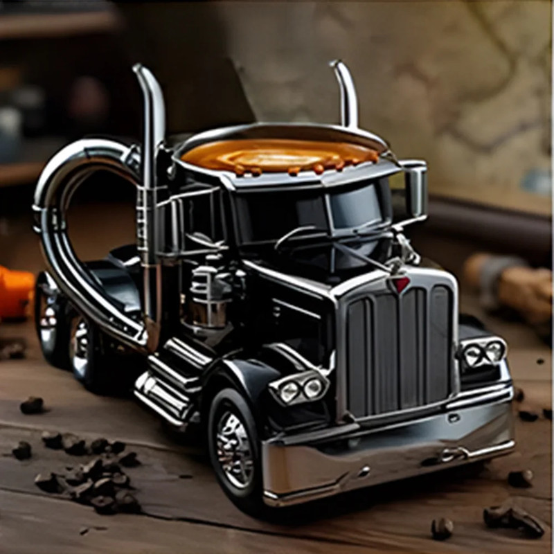 Durable Truck Coffee Mug Semi Truck Coffee Cup Handcrafted Semi Trailer Shaped Mug For Men And Wome 5