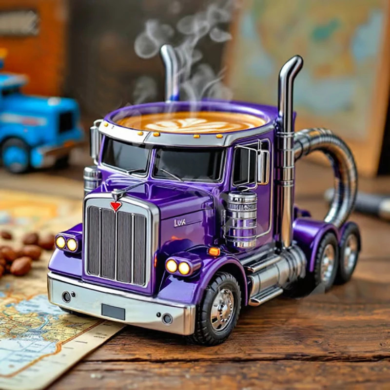 Durable Truck Coffee Mug Semi Truck Coffee Cup Handcrafted Semi Trailer Shaped Mug For Men And Wome 4