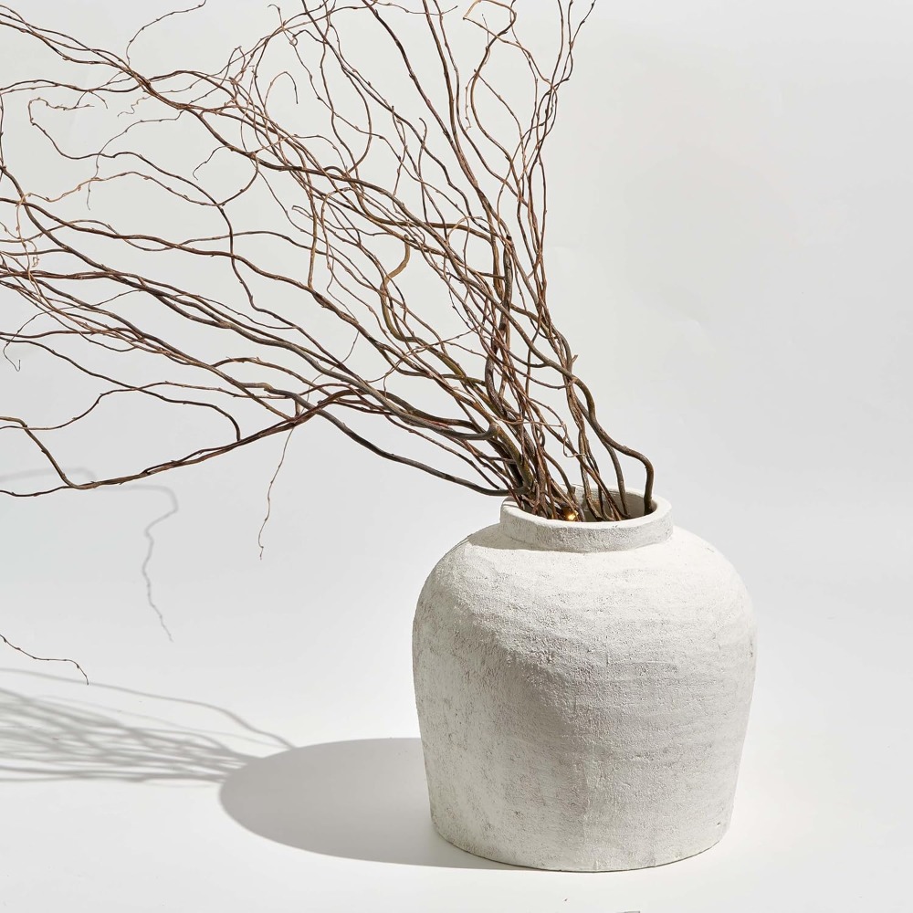 Large White Ceramic Vase Zen Style Rustic Vase Terra Cotta Pitcher Vase Distressed Farmhouse Decor 1