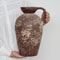 Ceramic Rustic Farmhouse Vase Distressed Antique Terracotta Pitcher With Handle Handmade Pottery Fl 1