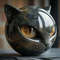 Decorative Black Cat Stone Figurine Resin Cat Head Keepsake Gift Marble Texture Cat Decor For Offic 0