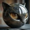 Decorative Black Cat Stone Figurine Resin Cat Head Keepsake Gift Marble Texture Cat Decor For Offic 0