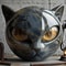 Decorative Black Cat Stone Figurine Resin Cat Head Keepsake Gift Marble Texture Cat Decor For Offic 3