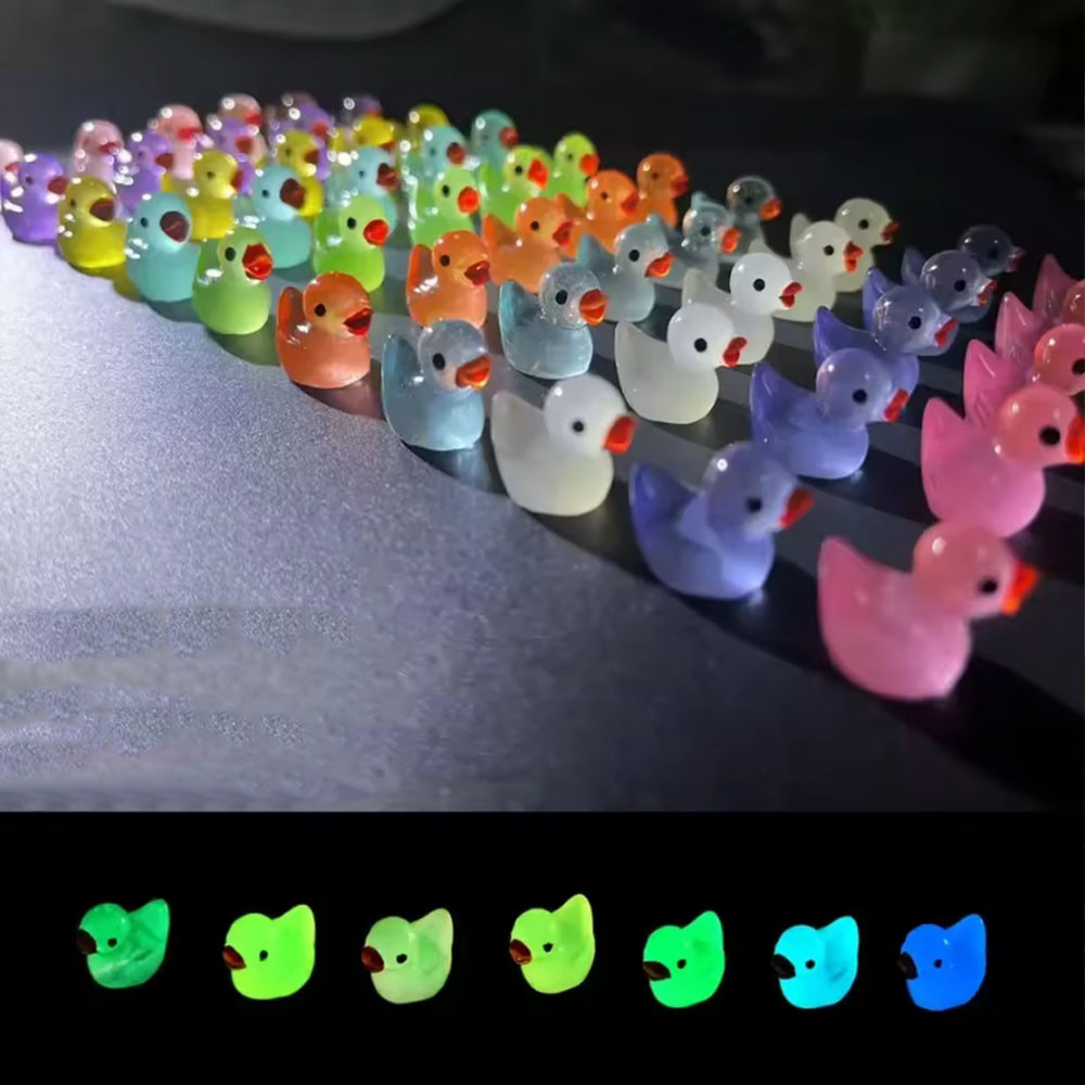 50 Mini Ducks Glow In Dark Luminou Fairy Garden Accessories Micro Landscape Night Glowing Figurines 0