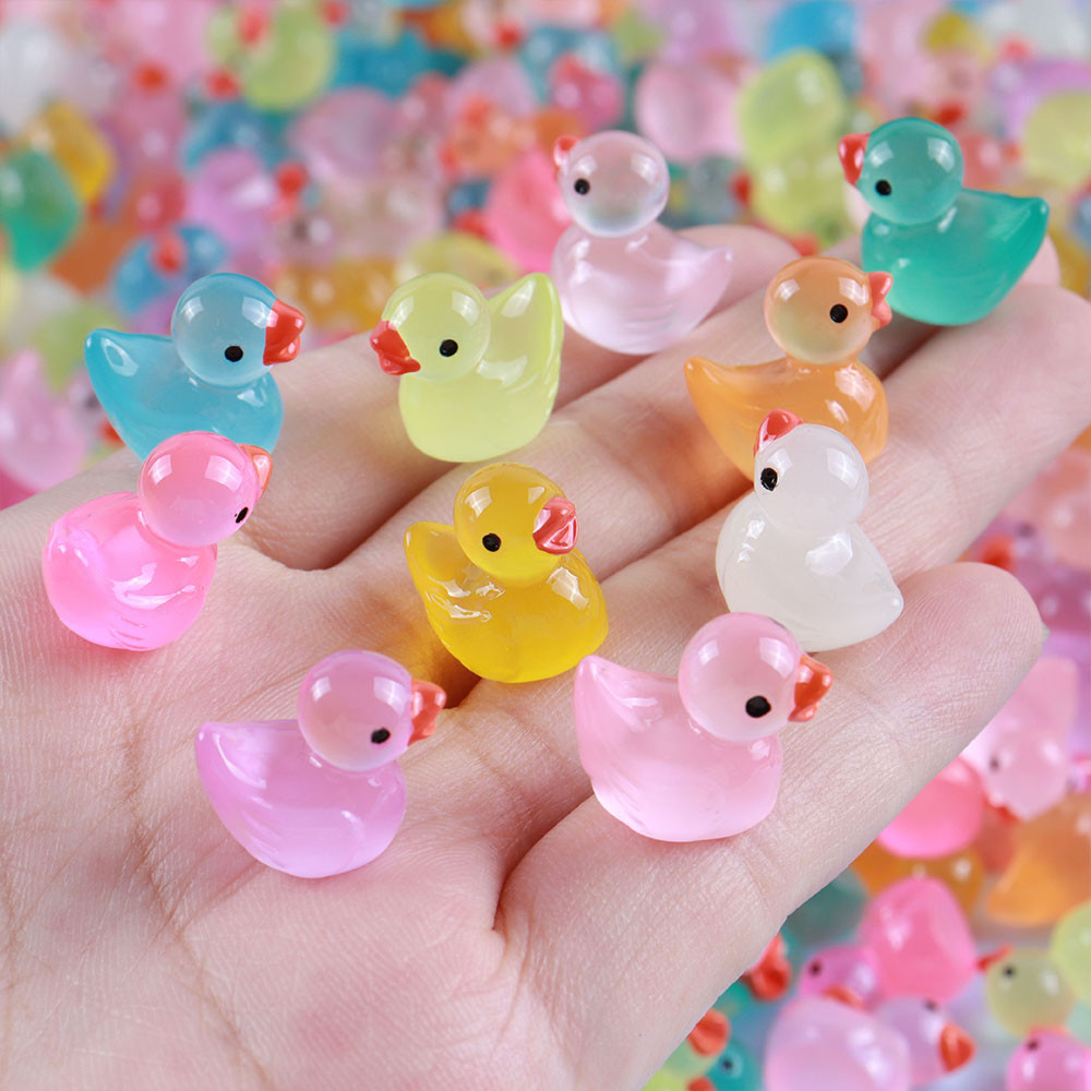 50 Mini Ducks Glow In Dark Luminou Fairy Garden Accessories Micro Landscape Night Glowing Figurines 1