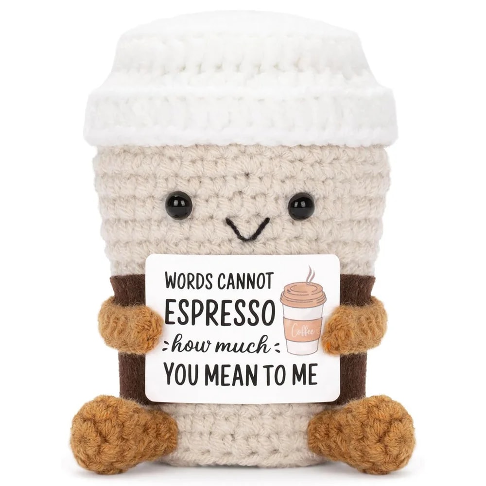 Funny Crochet Coffee Dolls Handmade Emotional Support Doll Desktop Ornament Christmas Gifts Home De 10