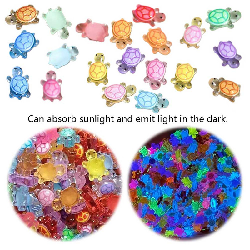 100Pcs Mini Resin Turtles Tiny Realistic Turtles Night Glow Figurines Small Acrylic Animals For Mic 1
