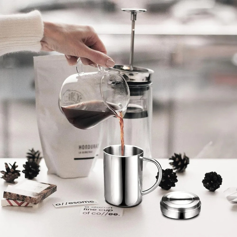 Stainless Steel Cup Portable Water Cup Reusable Easy To Clean With Handle Suitable For Office Outdo 1