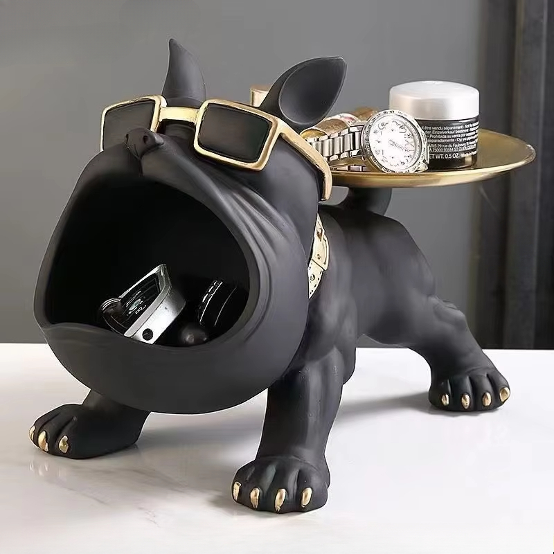 Bulldog Figurine Dog Statue Home Decor Resin Craft Animal Ornament Puppy Sculpture Storage Box 0