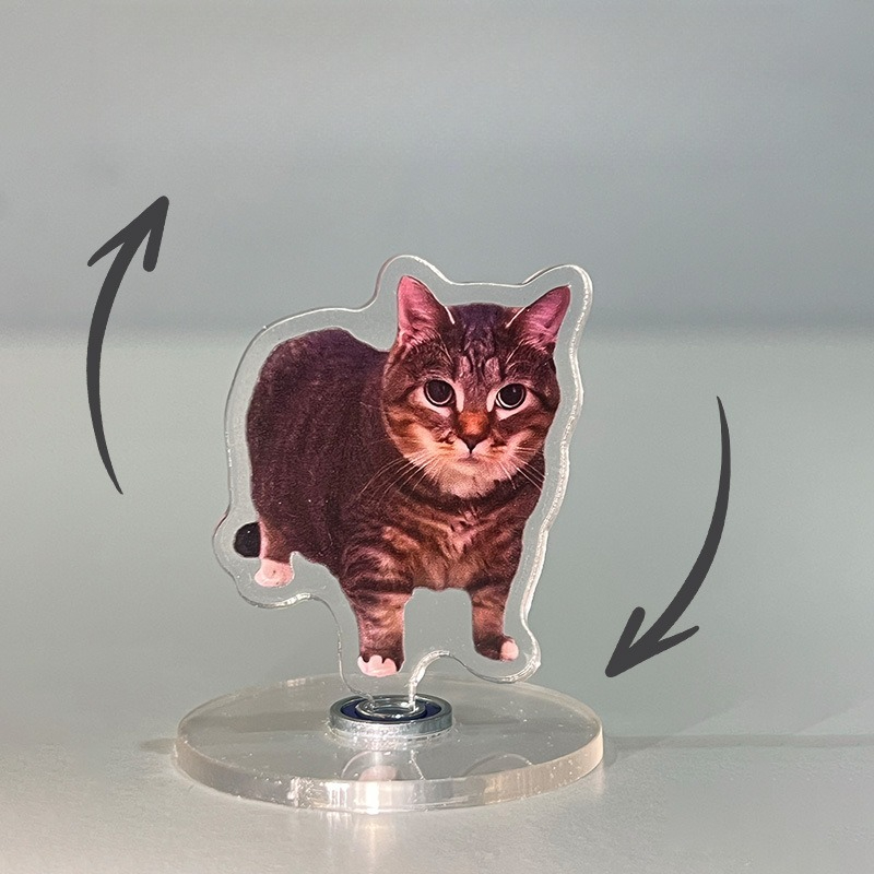 Cute Cat Acrylic Rotating Kitten Stand, Desk Decoration, Home Decor, Car, Motorcycle, Kids, Adults Gifts