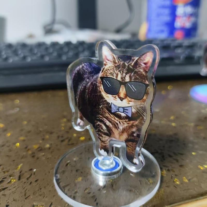 Cute Cat Acrylic Rotating Kitten Stand, Desk Decoration, Home Decor, Car, Motorcycle, Kids, Adults Gifts