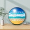 Sea Beach Sun and Airplane Electronic Digital Wall Clock, LED Display Calendar, Temperature, Automatic Dimming