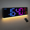 16 Inch Large Digital Wall Clock, Big LED Display, 8 RGB Colors, Remote Control, Alarm, DST, Temperature for Living Room