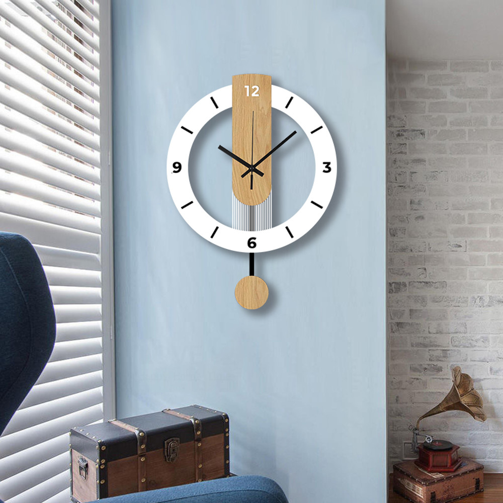 White Wood Grain Acrylic Clock Creative Pendulum Silent Clock Living Room Bedroom Kitchen Office Ho 0