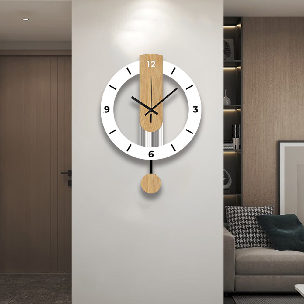 White Wood Grain Acrylic Clock Creative Pendulum Silent Clock Living Room Bedroom Kitchen Office Ho 1