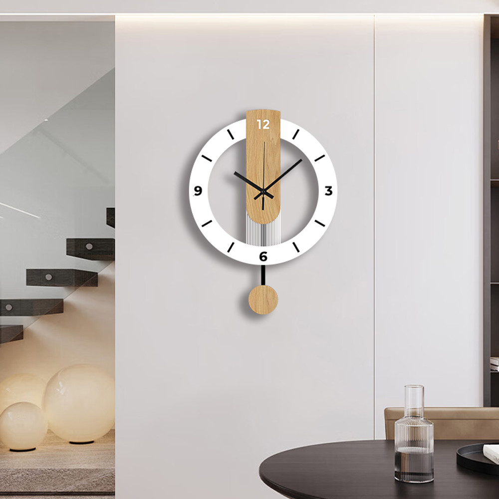 White Wood Grain Acrylic Clock Creative Pendulum Silent Clock Living Room Bedroom Kitchen Office Ho 4