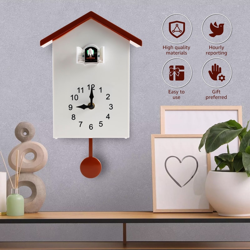 Creative Wall Clock, Home Silent Cuckoo Clock with Bird Tweeting Sound, Living Room Wall Decoration