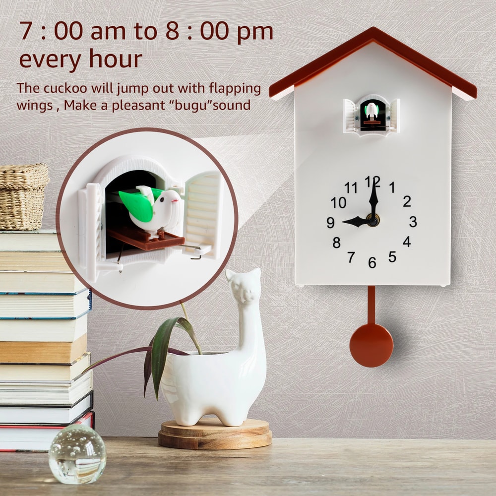 Creative Wall Clock, Home Silent Cuckoo Clock with Bird Tweeting Sound, Living Room Wall Decoration
