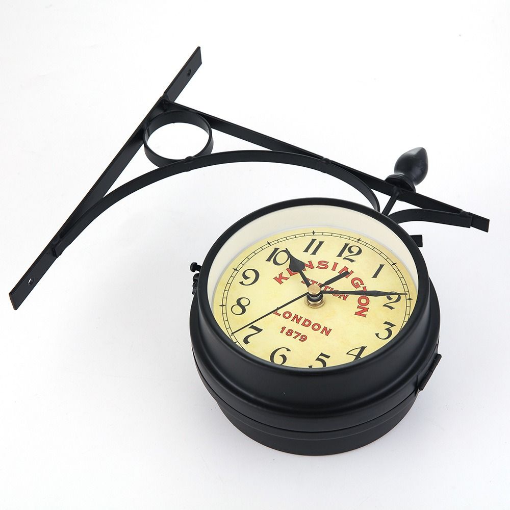 Double Sided Wall Clock High Quality Durable Retro Metal Clock Home Decor Garden Decoration Train S 3