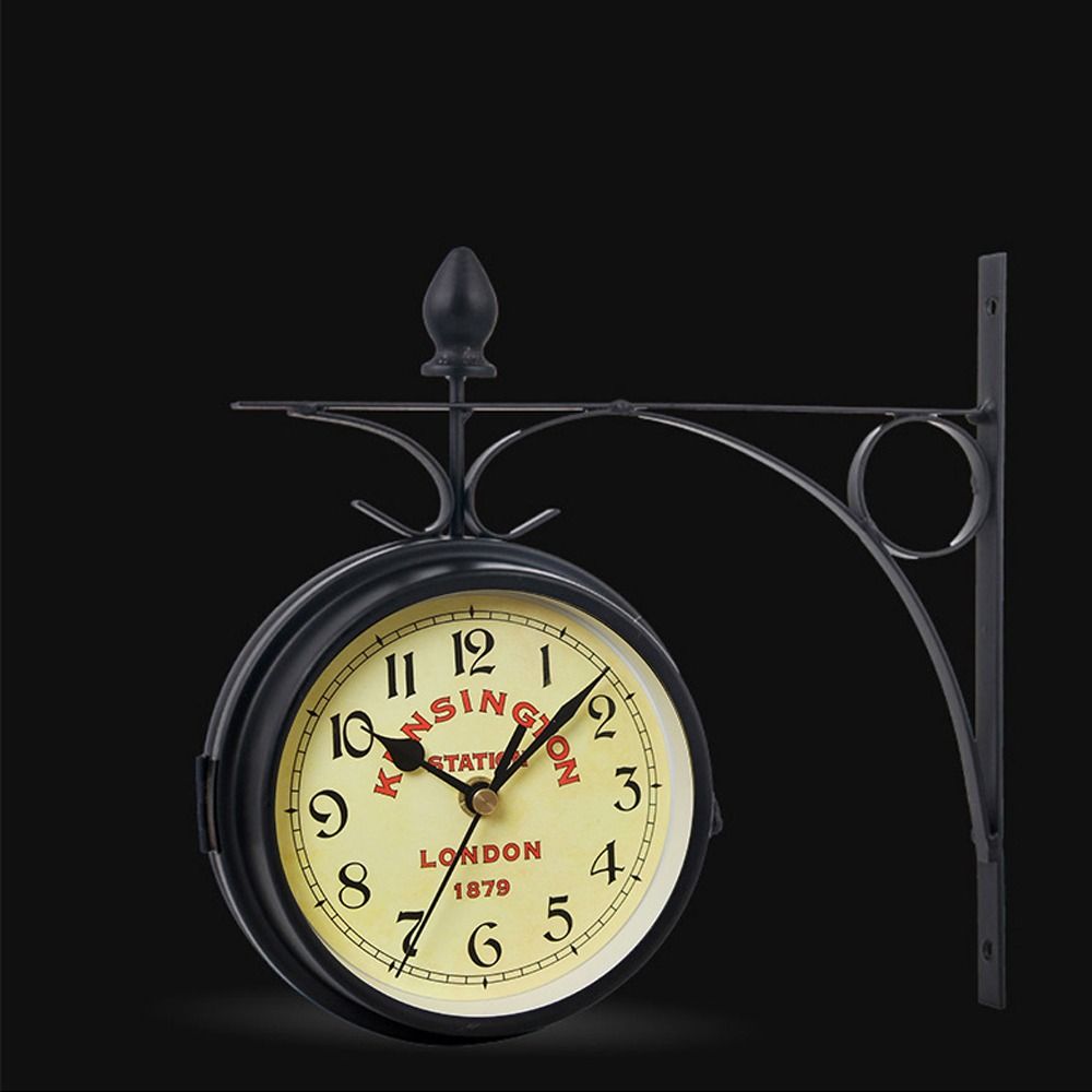 Double Sided Wall Clock High Quality Durable Retro Metal Clock Home Decor Garden Decoration Train S 4
