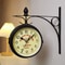 Double Sided Wall Clock High Quality Durable Retro Metal Clock Home Decor Garden Decoration Train S 7