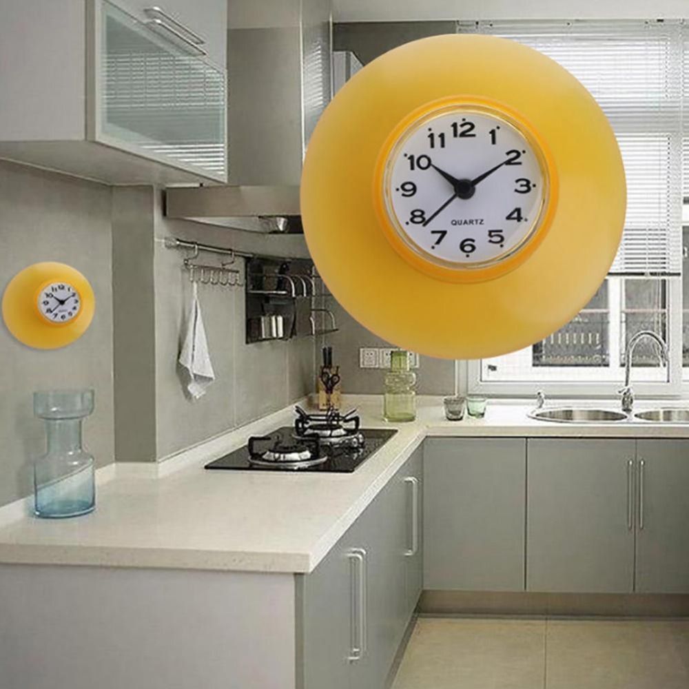 Personality Waterproof Bathroom Suction Cup Clock AntiFog Shower Wall Clock Simple Design Mirror Su 1