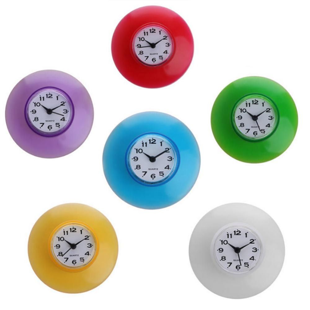 Personality Waterproof Bathroom Suction Cup Clock AntiFog Shower Wall Clock Simple Design Mirror Su 4