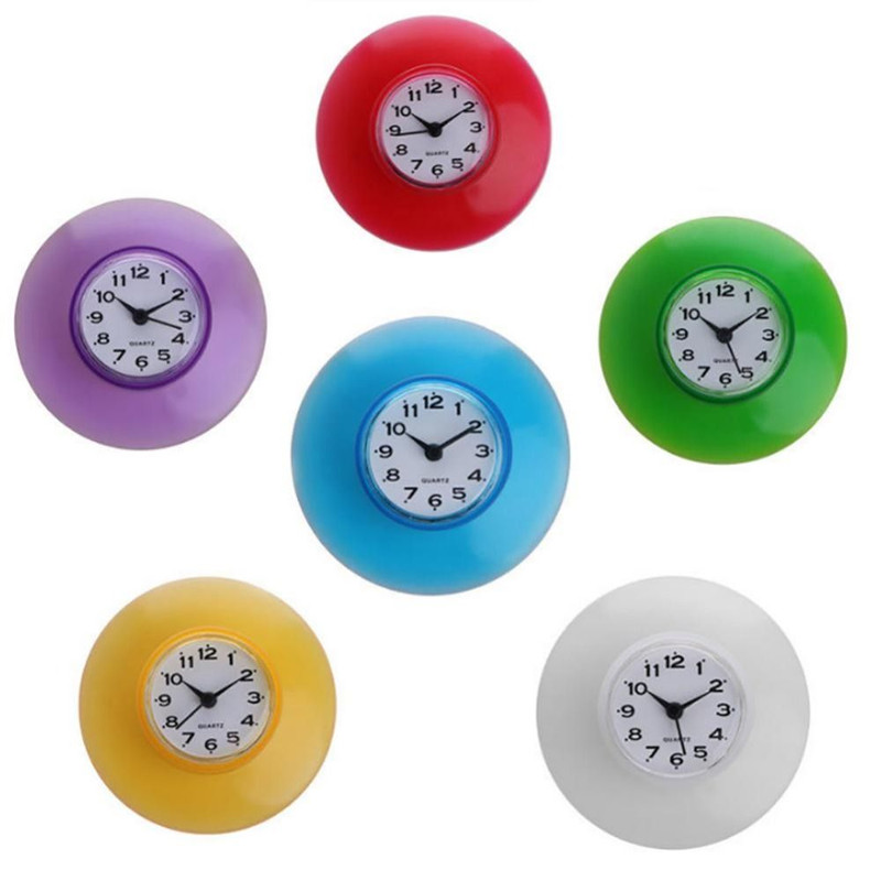 Personality Waterproof Bathroom Suction Cup Clock AntiFog Shower Wall Clock Simple Design Mirror Su 4