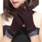 New Female Autumn Winter Warm Gloves, Fleece Lined Thermal Full Finger, Women Cotton Touch Screen Gloves