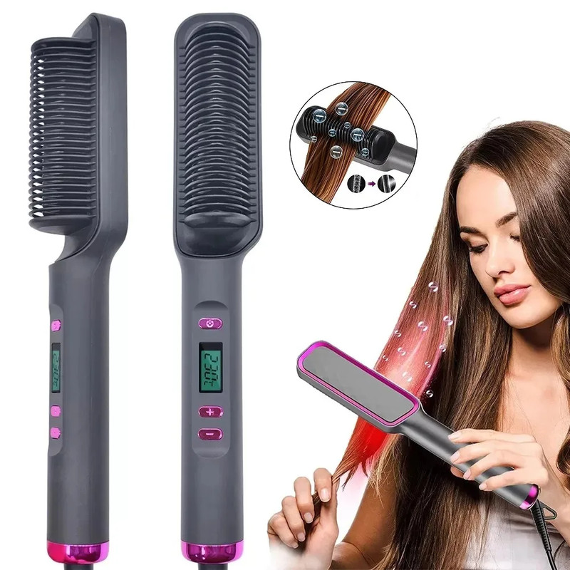 Electric Hot Straight Hair Straightener Comb Multifunctional Negative Ion AntiScalding Styling Tool 0
