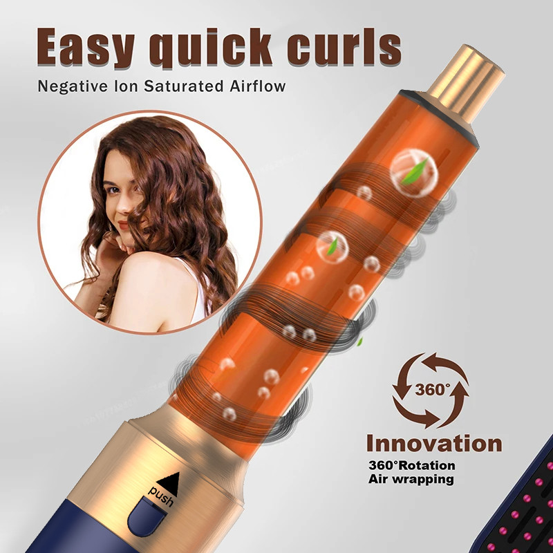 Professional Air Hair Styler, Low Noise Hair Tool, Curling Straightening System, Hair Drying Hot Air Brushes Kit