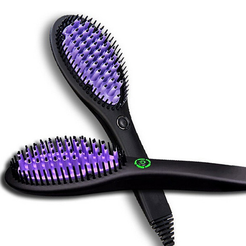 Hair Straightener Brush, Ceramic Fast Straightening, Hot Comb Styling Tool Womens Smoothing Brush Curling Iron