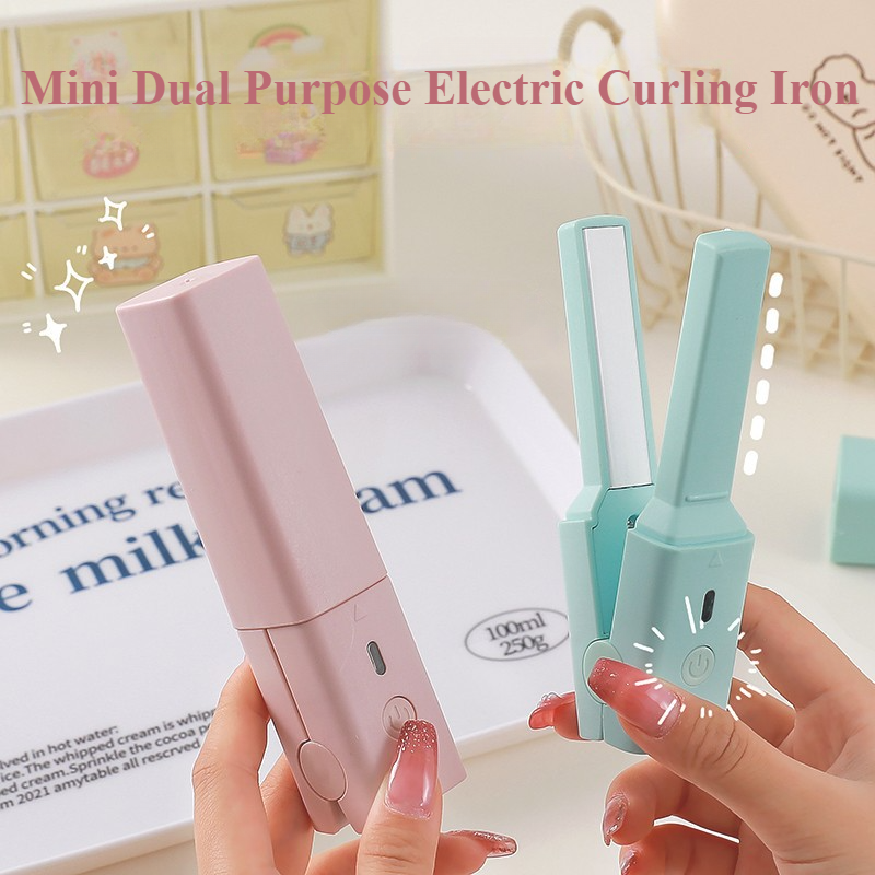 Portable Dualuse Hair Curling Straightener Mini Curling Splint Women Ceramic Straightening Styling 2