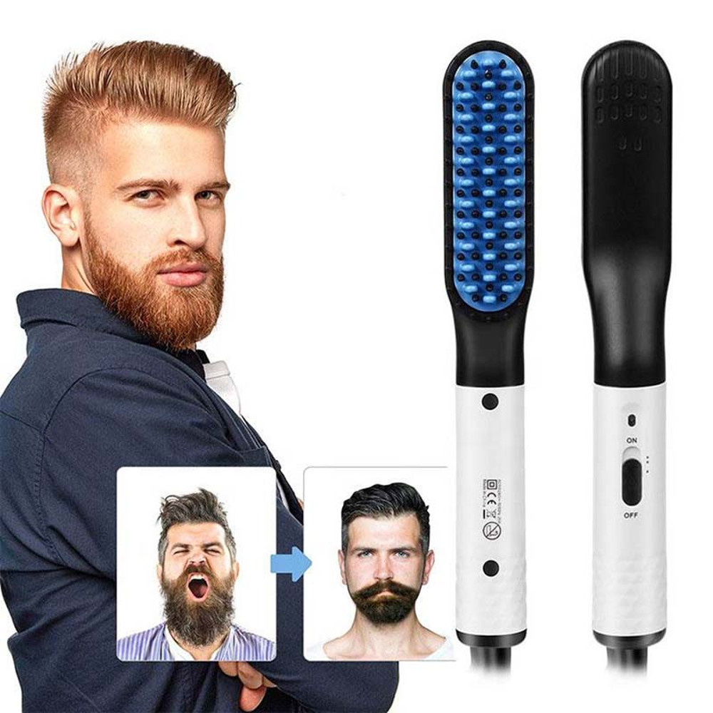 Electric Beard Comb, Beard Curly Straight Hair Brush Mens Styling, Straightener Comb Hair Straightening Curling Iron