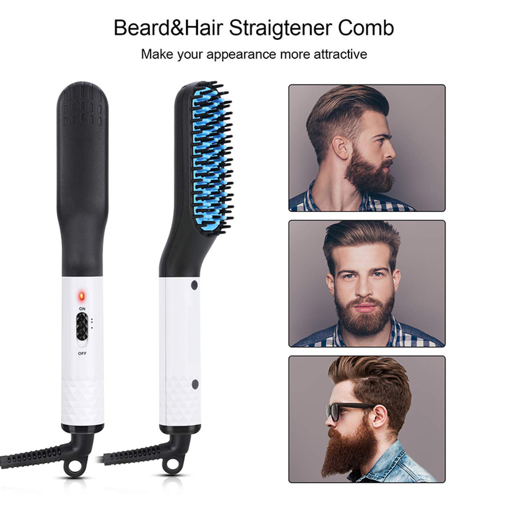Electric Beard Comb, Beard Curly Straight Hair Brush Mens Styling, Straightener Comb Hair Straightening Curling Iron