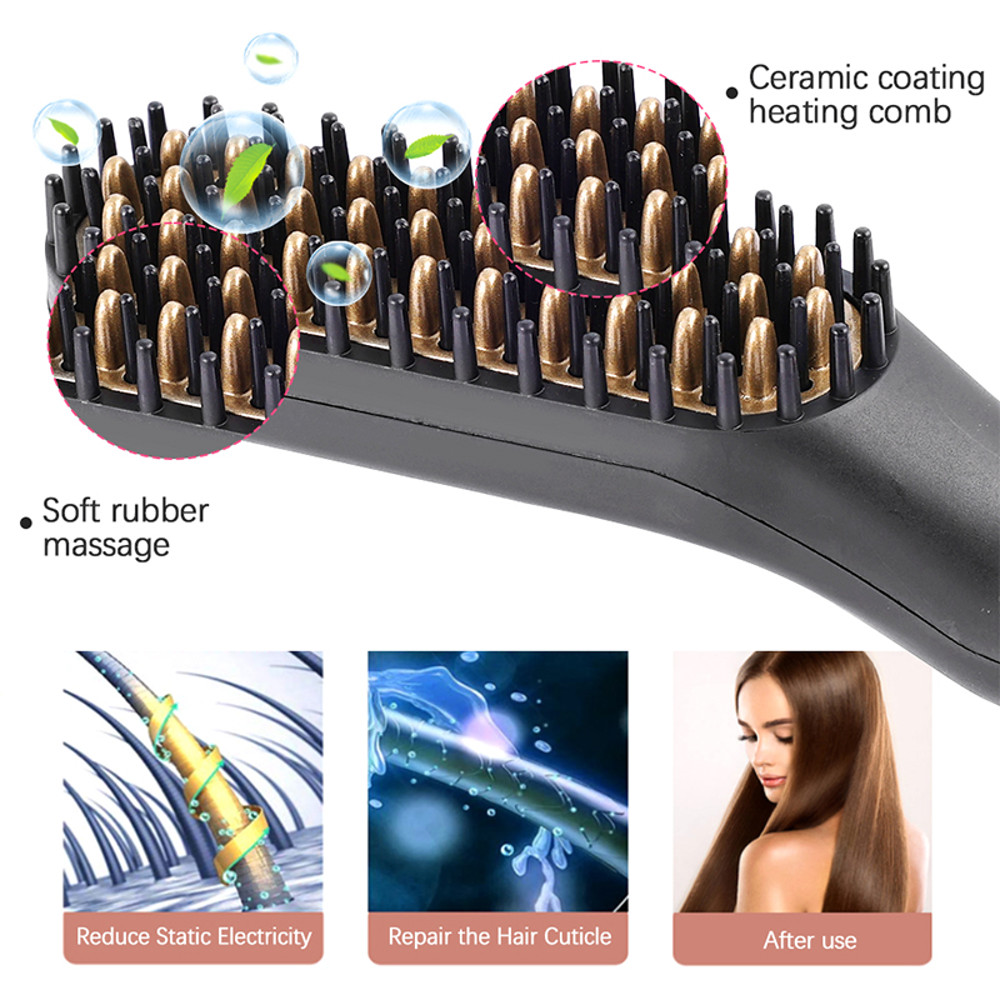 Electric Beard Comb, Beard Curly Straight Hair Brush Mens Styling, Straightener Comb Hair Straightening Curling Iron